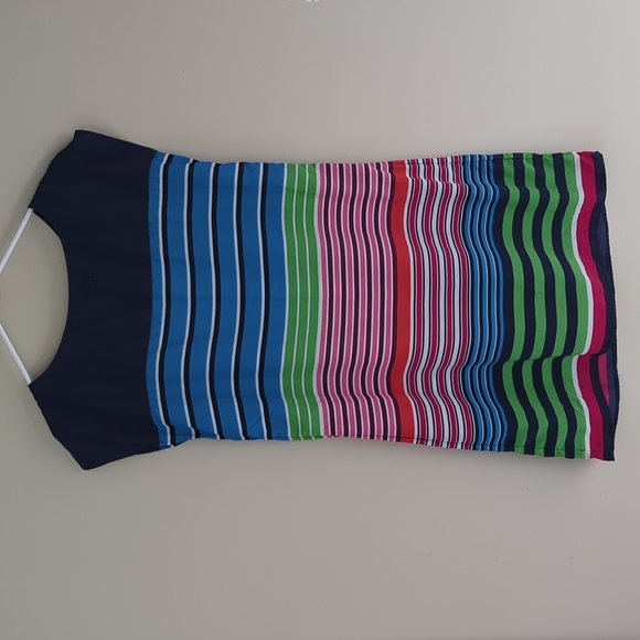 Old Navy Sleeveless Rainbow Stripe Shift Dress M Blue Pink - Picture 10 of 16